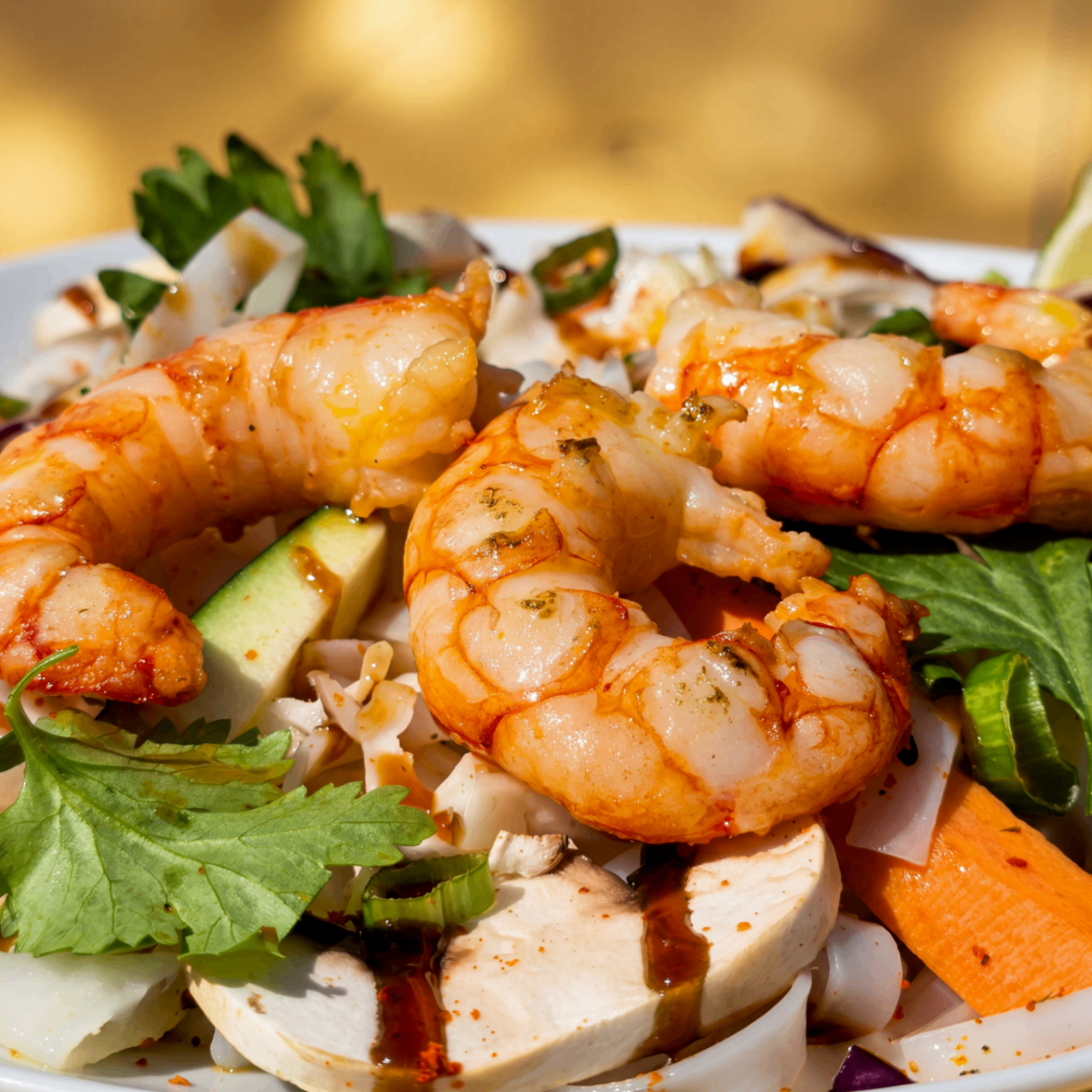 Noodles thai de gambones