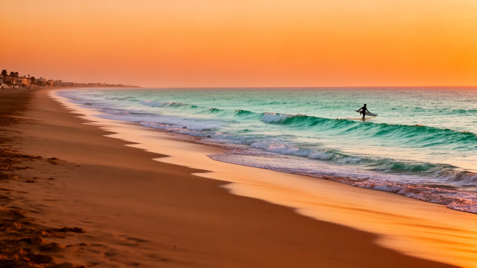 Atardecer en la playa de El Palmar
